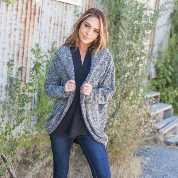Sweaters - SOLD OUT Warm Fuzzy Nubby Knit Hooded Cardigan